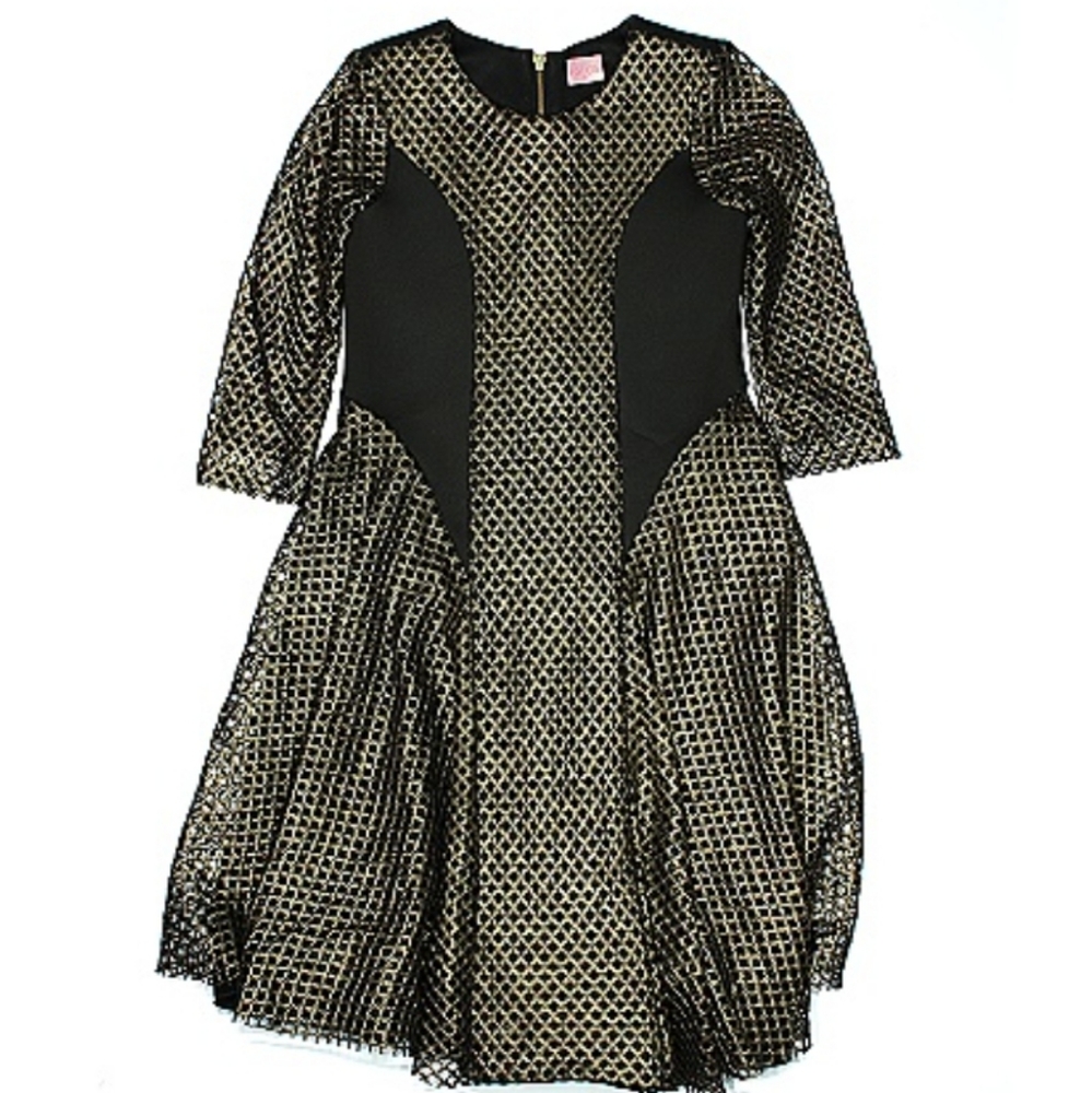 Zoe Ltd black gold sleeve dress gown 16